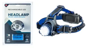 10W/1000 Lumen Adjustable Focus Rechargeable Pivoting Headlamp Lamp