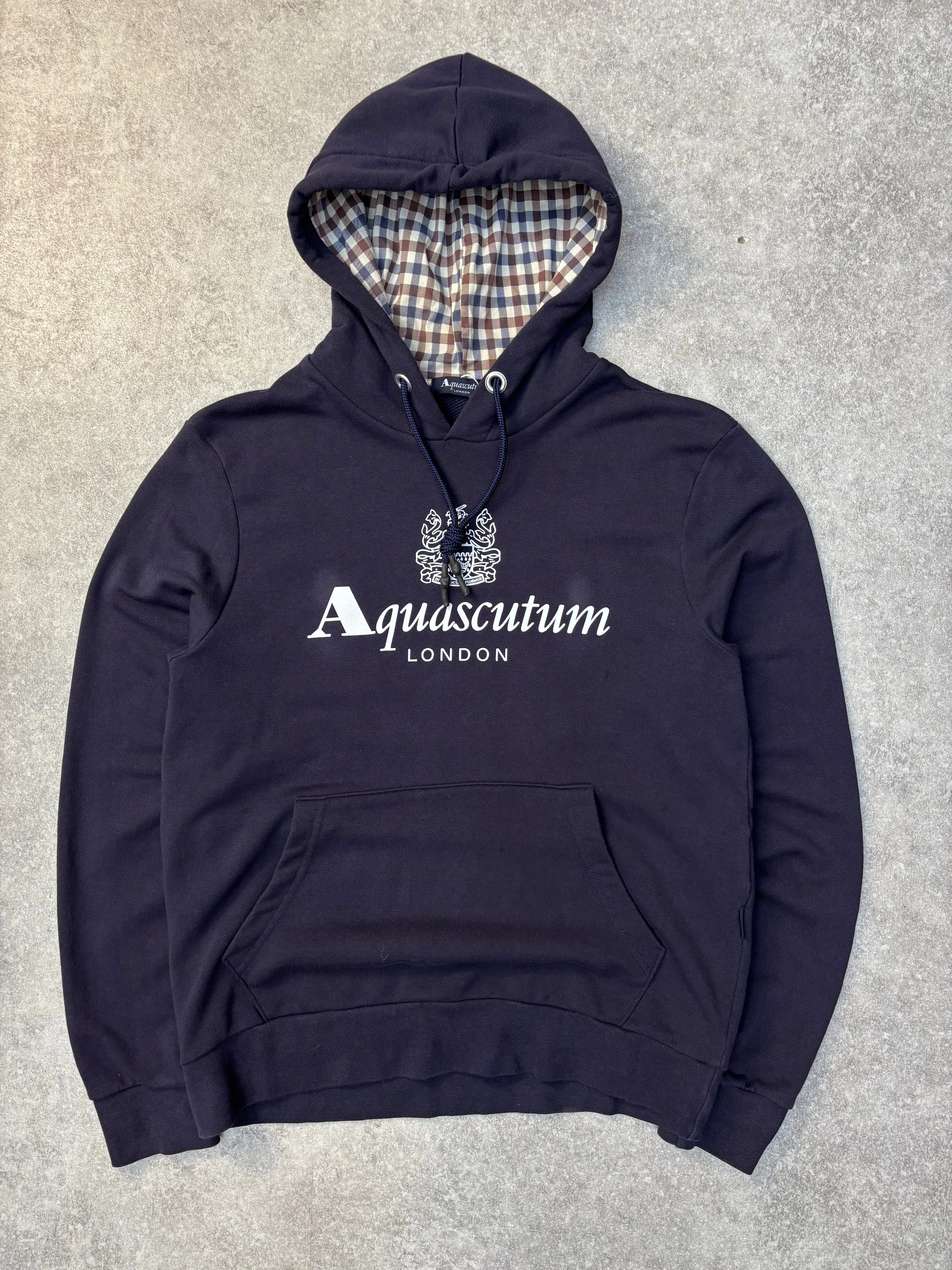 Aquascutum Logo Plaid Lined Hoodie