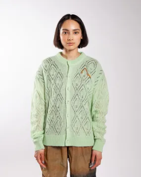 Aries Lace and Leaf Knit Cardigan Aqua