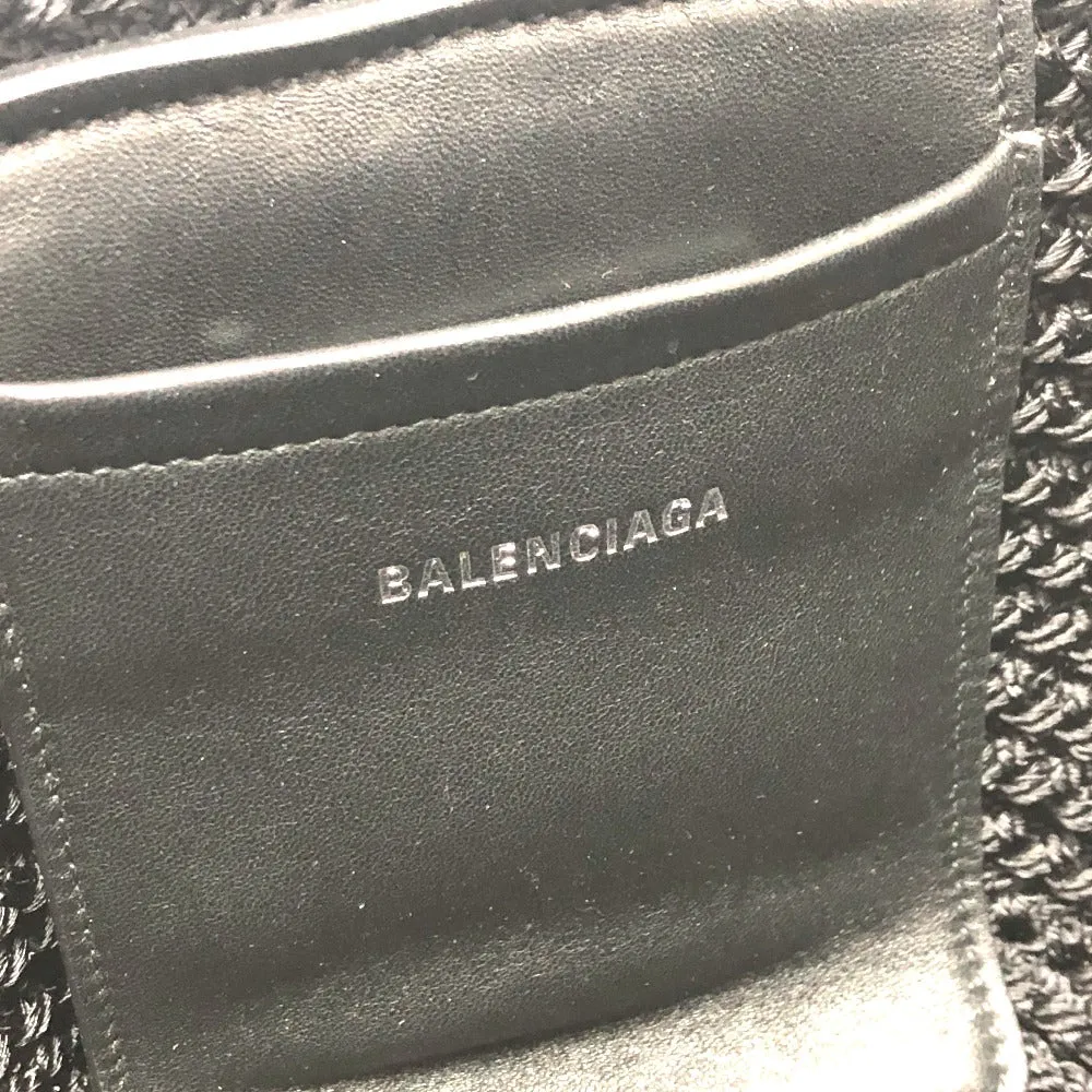 BALENCIAGA Shoulder Bag 695612 Nylon, Lambskin black Shoulder Crossbody Ibiza small basket bag Women