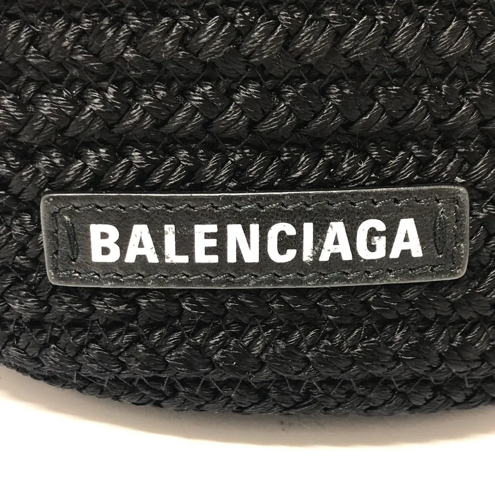 BALENCIAGA Shoulder Bag 695612 Nylon, Lambskin black Shoulder Crossbody Ibiza small basket bag Women