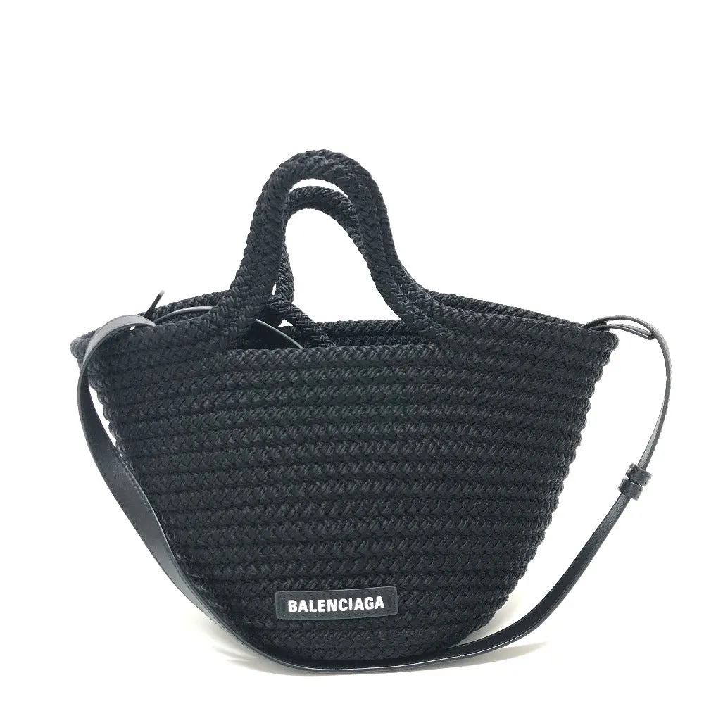 BALENCIAGA Shoulder Bag 695612 Nylon, Lambskin black Shoulder Crossbody Ibiza small basket bag Women