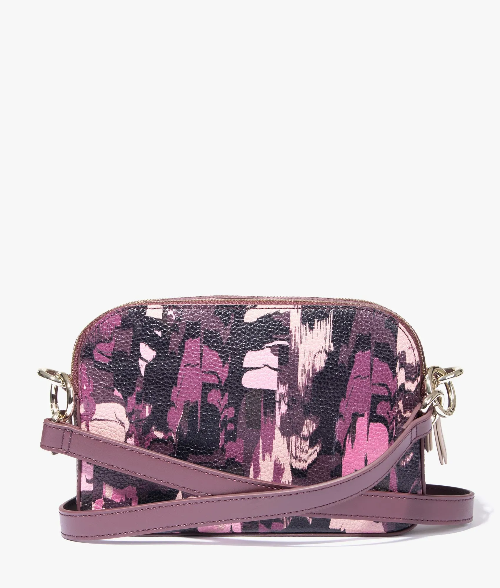 Beatti camo print camera bag in oxblood