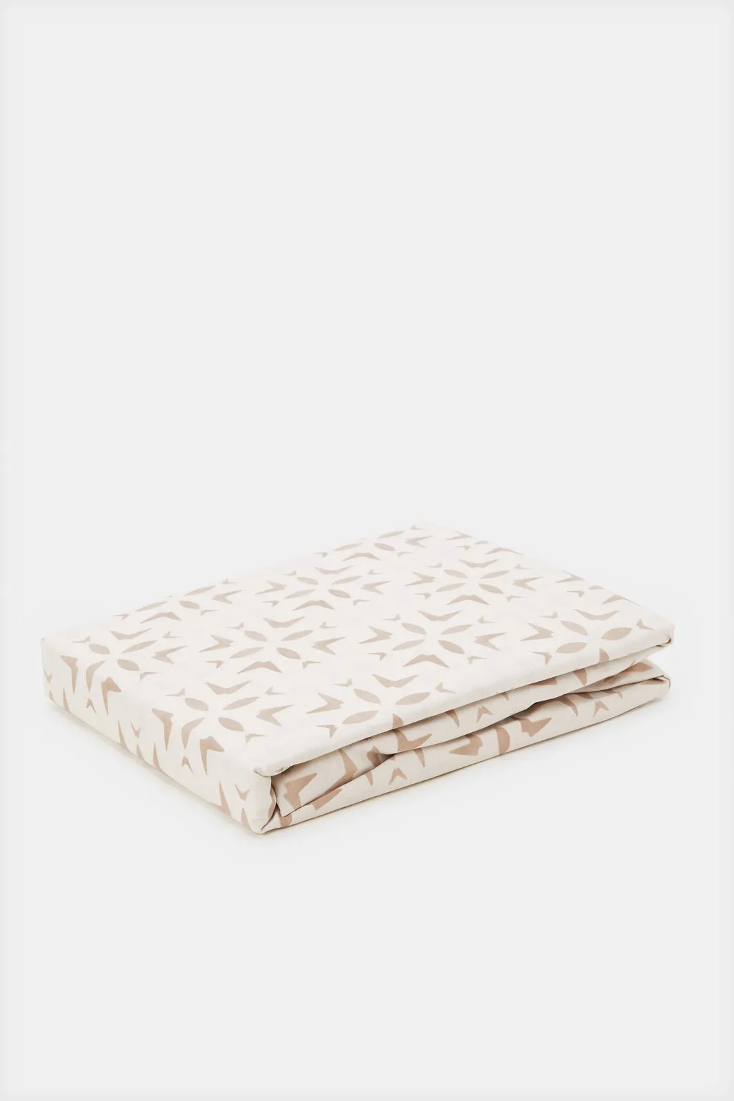 Beige Geometric Printed Fitted Sheet (Double Size)