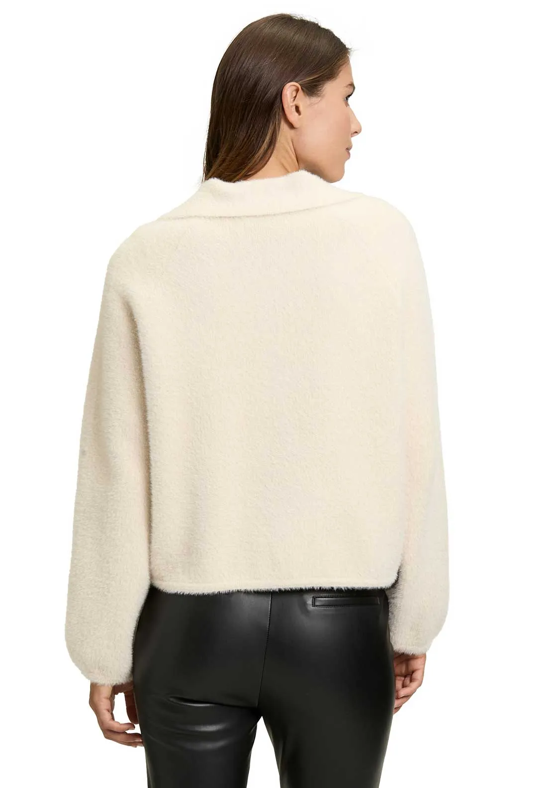 Betty Barclay Fluffy Collar Cardigan, Cream