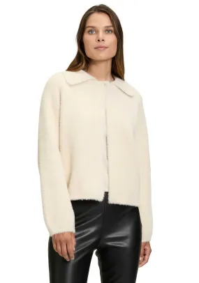 Betty Barclay Fluffy Collar Cardigan, Cream