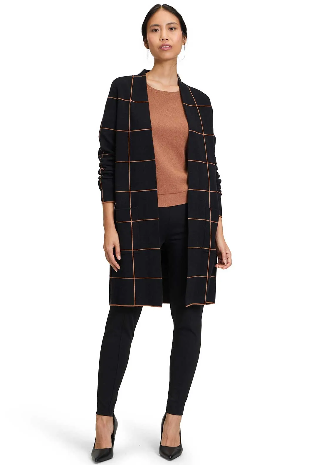 Betty Barclay Grid Knit Open Cardigan, Black