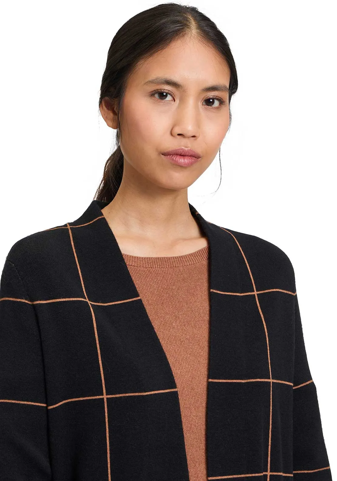 Betty Barclay Grid Knit Open Cardigan, Black