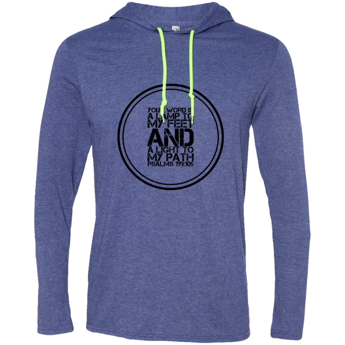 Bible Verse Men Long Sleeve T-Shirt Hoodie - Your Word Is Light To My Path ~Psalm 119:105~ Design 8 (Black Font)