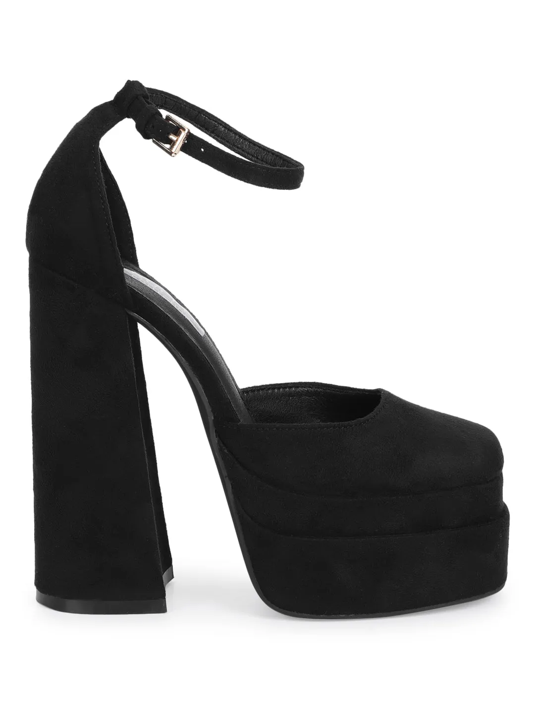 Black Micro Strappy Block Sandals (TC-GOWN1-BLKMIC)