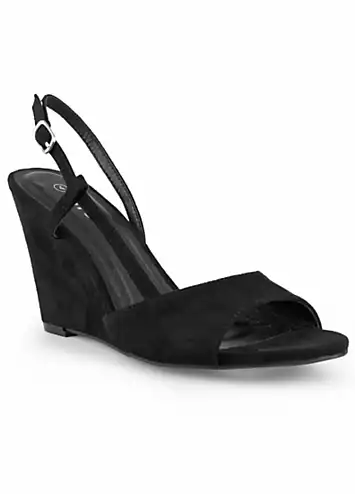 Black Slingback Wedge Sandals by Freemans | Look Again