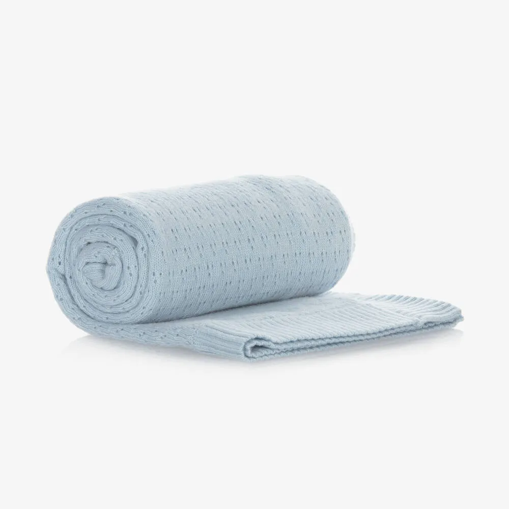 Blue Wool & Cashmere Knit Blanket (100cm)