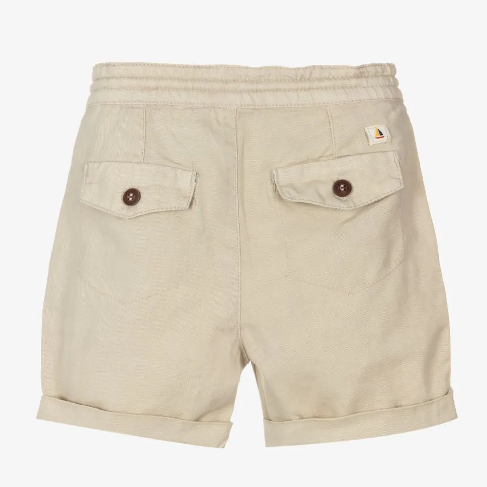 Boys Beige Linen Shorts