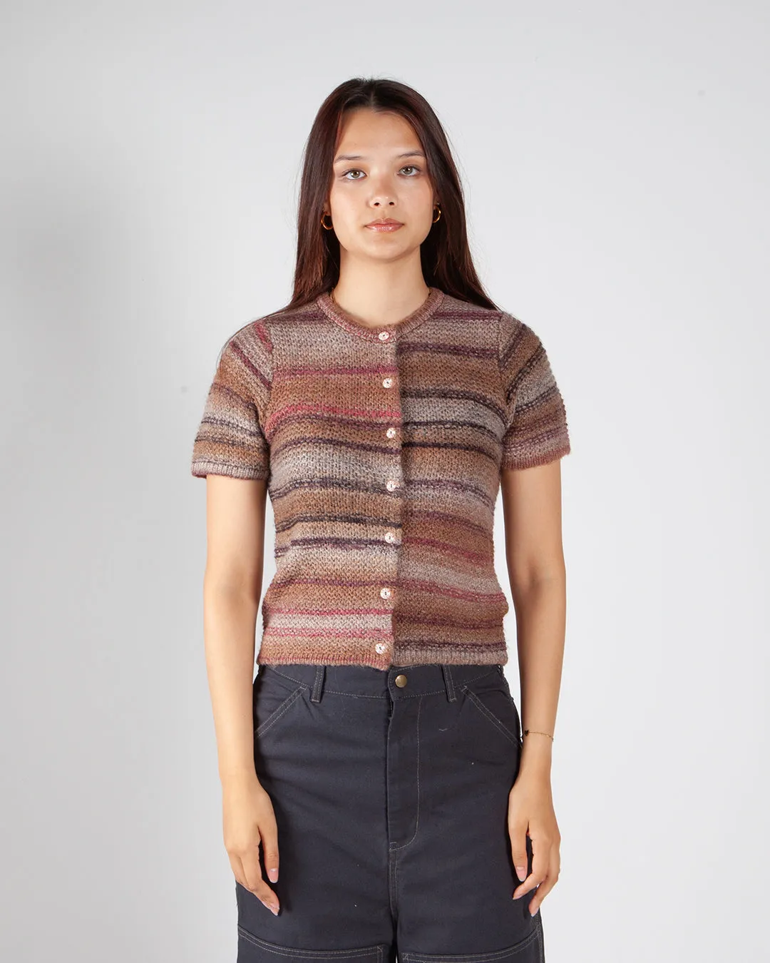 Brain Dead Madera Knit Short Sleeve Sweater Brown