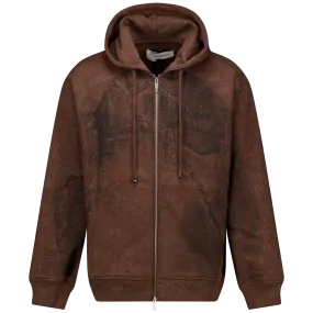 Brown Deconstruction Printed Hoodie