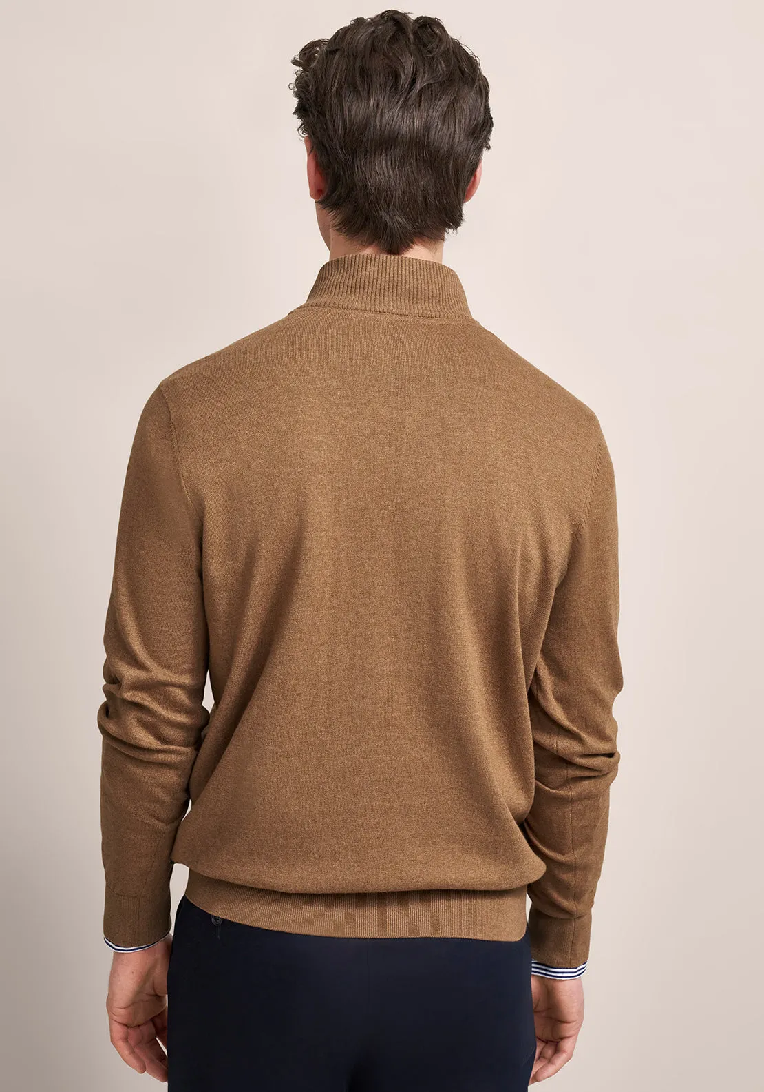 Bugatti Troyer Quarter Zip Knit Sweater, Tan