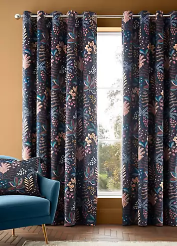 Catherine Lansfield Exotic Leaves Pair of Eyelet Lined Curtains | Kaleidoscope