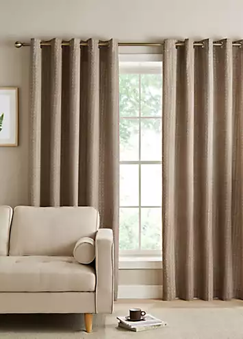 Catherine Lansfield Textured Thermal Pair of Lined Eyelet Curtains | Kaleidoscope