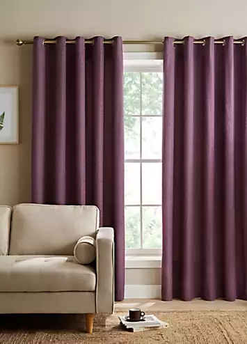 Catherine Lansfield Textured Thermal Pair of Lined Eyelet Curtains | Kaleidoscope