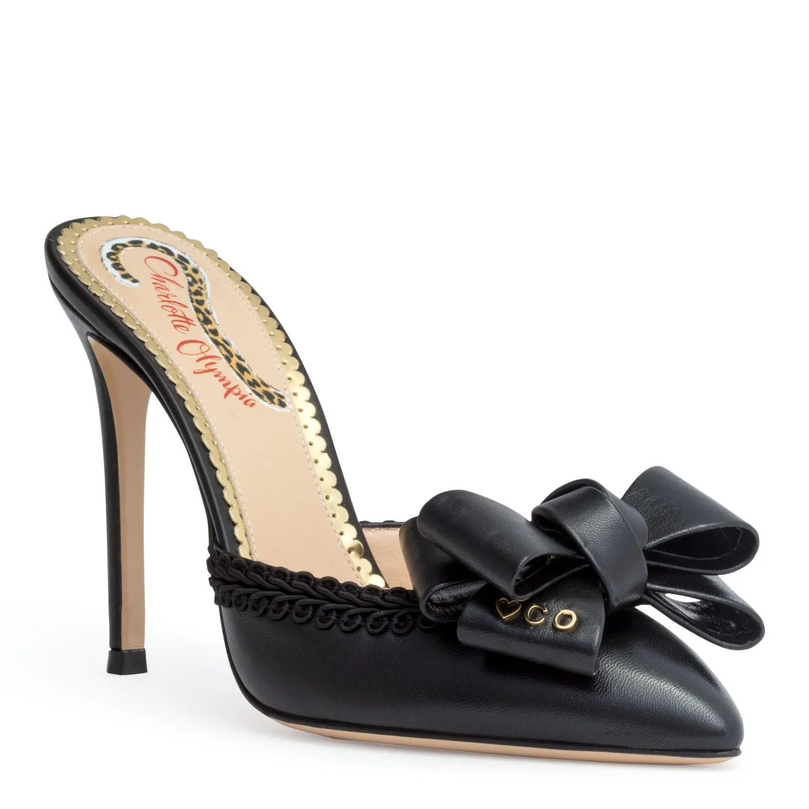 Charlotte Olympia Black 100 leather mules