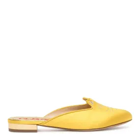 Charlotte Olympia Sabot Kitty yellow satin mules