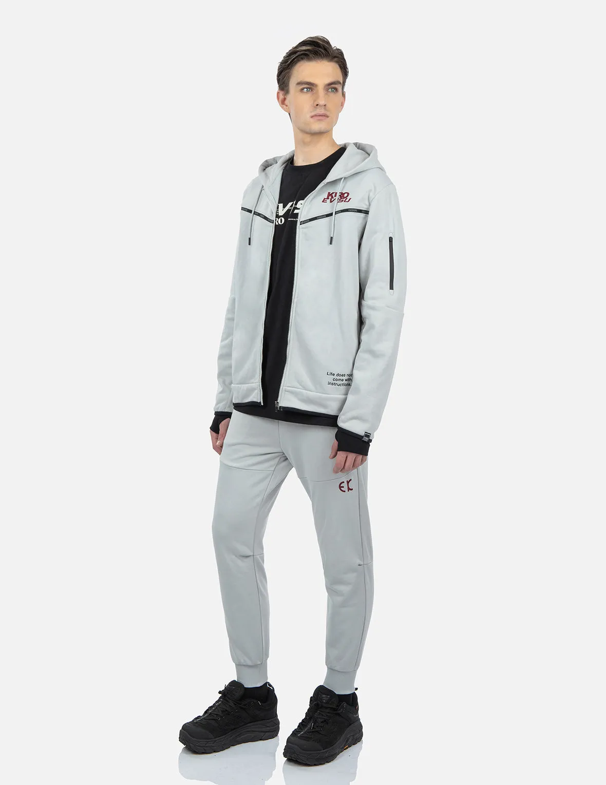 Contrast Taping Reversible Zip  Hoodie