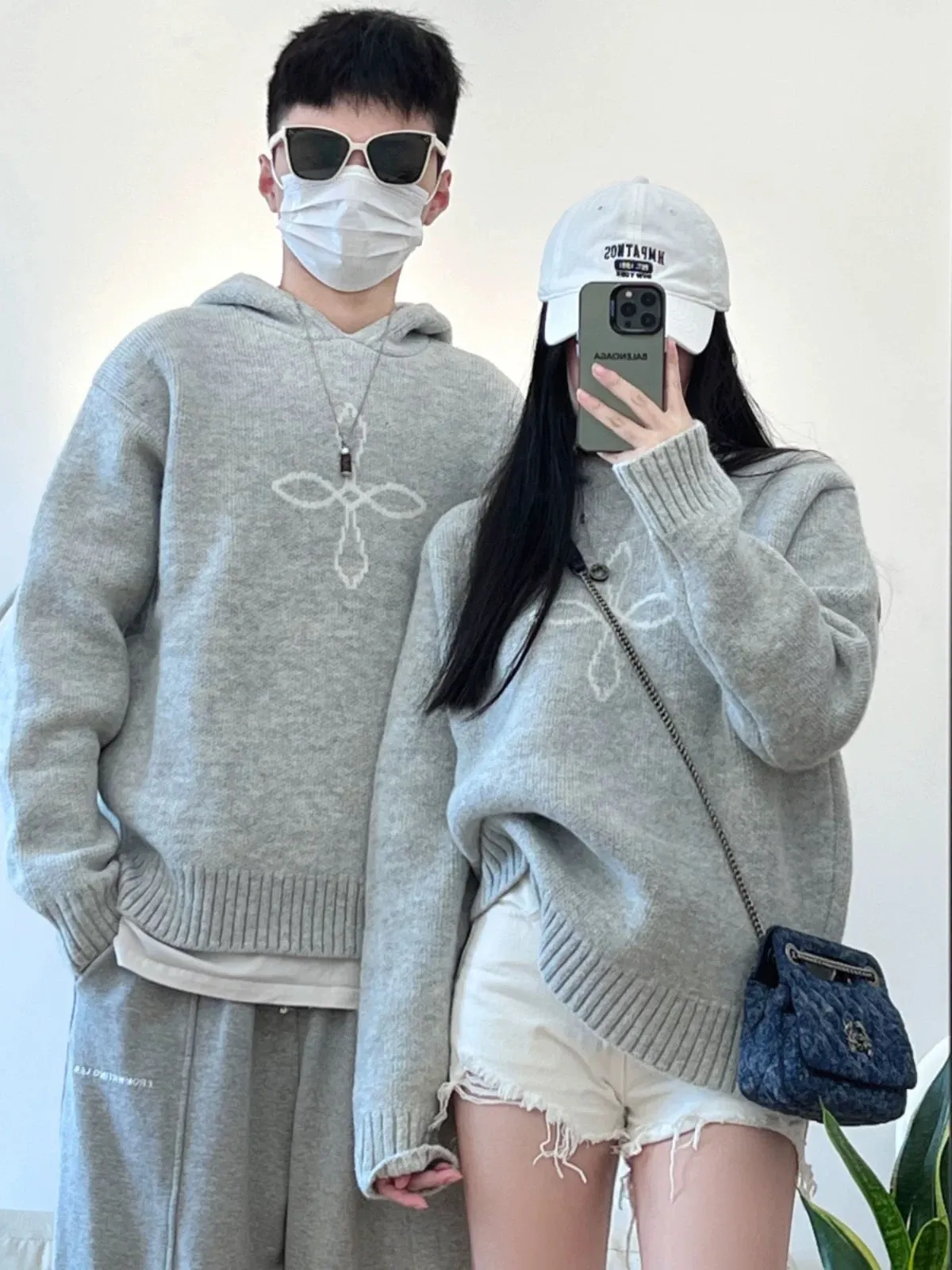 Couple clothing autumn and winter 2023 new college style lazy retro hooded thickened pullover sweater knitted sweater for men an