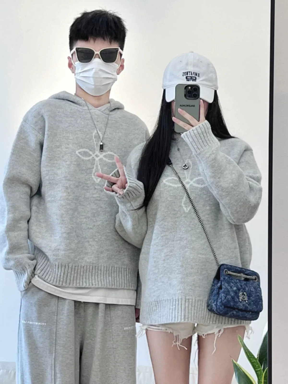 Couple clothing autumn and winter 2023 new college style lazy retro hooded thickened pullover sweater knitted sweater for men an