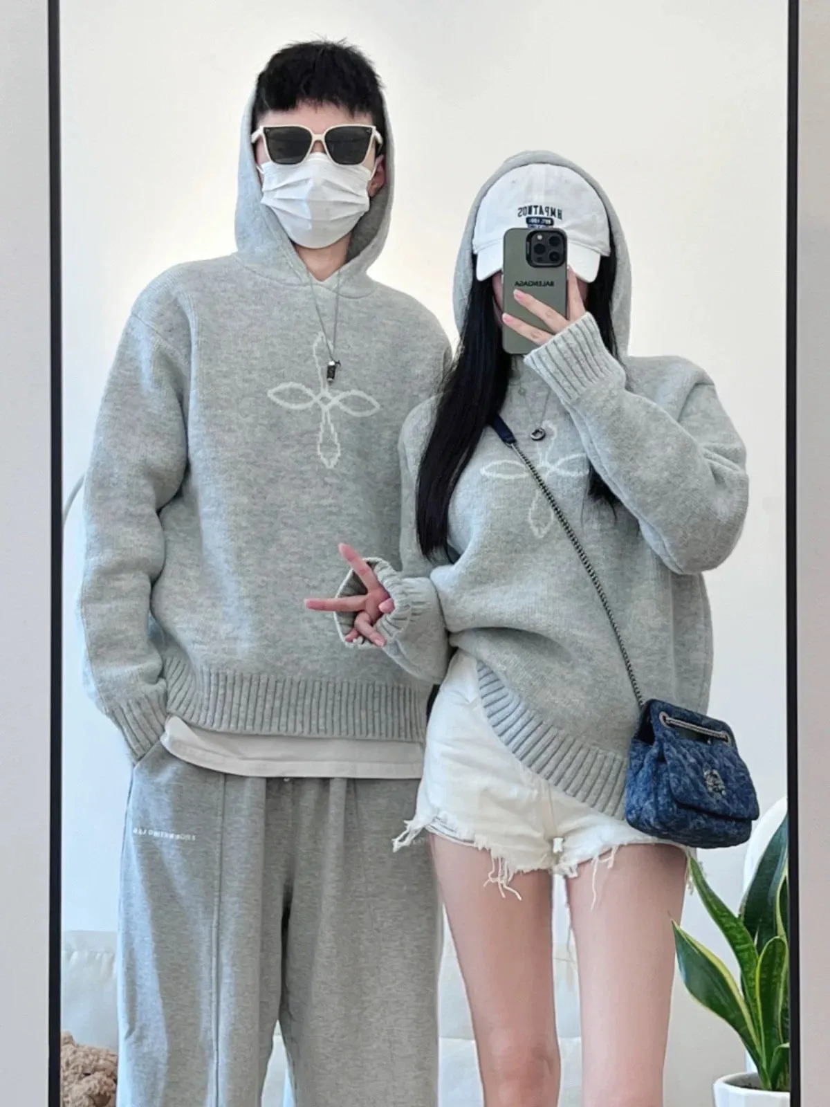 Couple clothing autumn and winter 2023 new college style lazy retro hooded thickened pullover sweater knitted sweater for men an