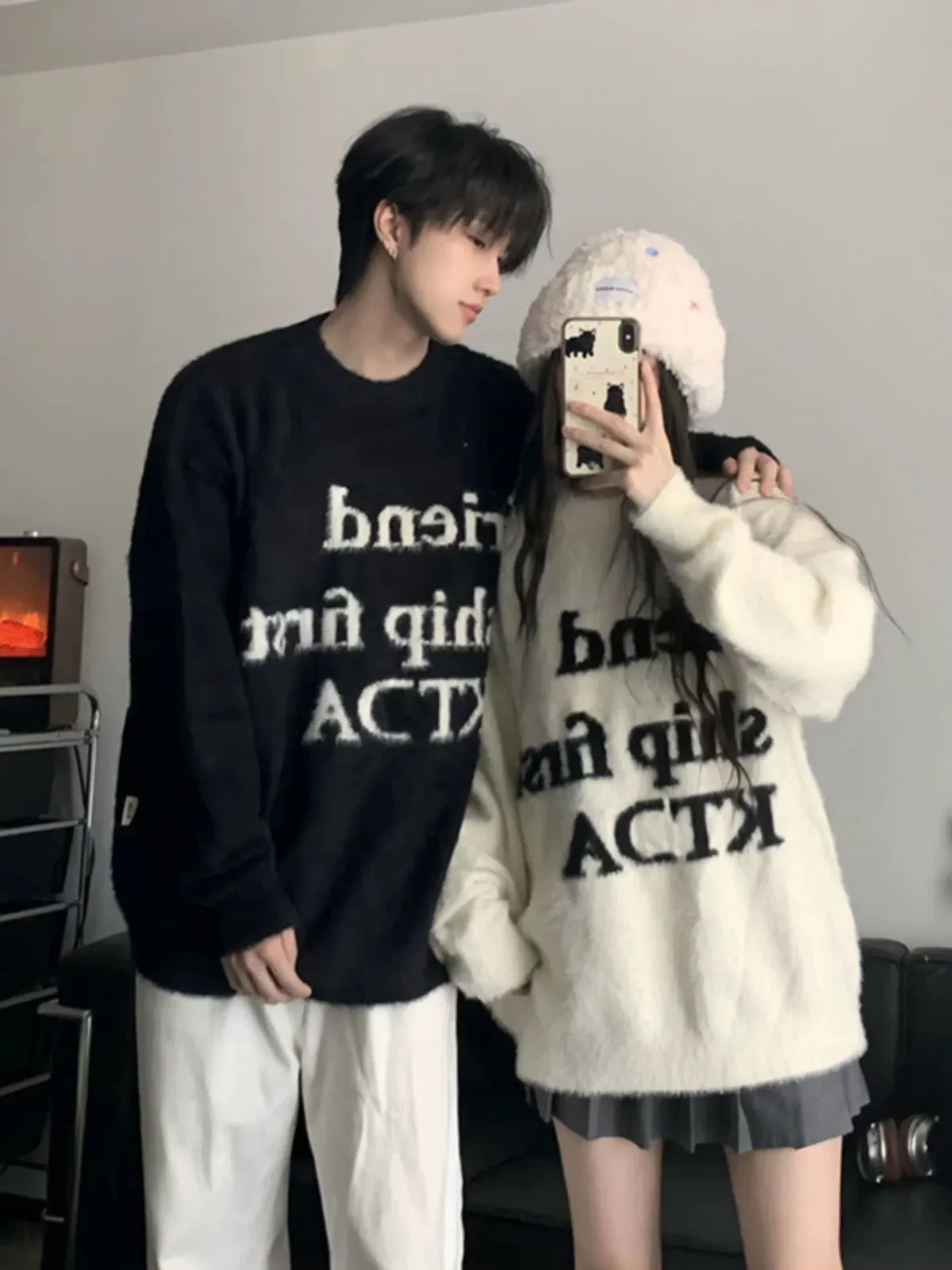 Couple wear autumn and winter 2024 new ins super hot sweater for men and women Korean version loose French sweater jacket trendy