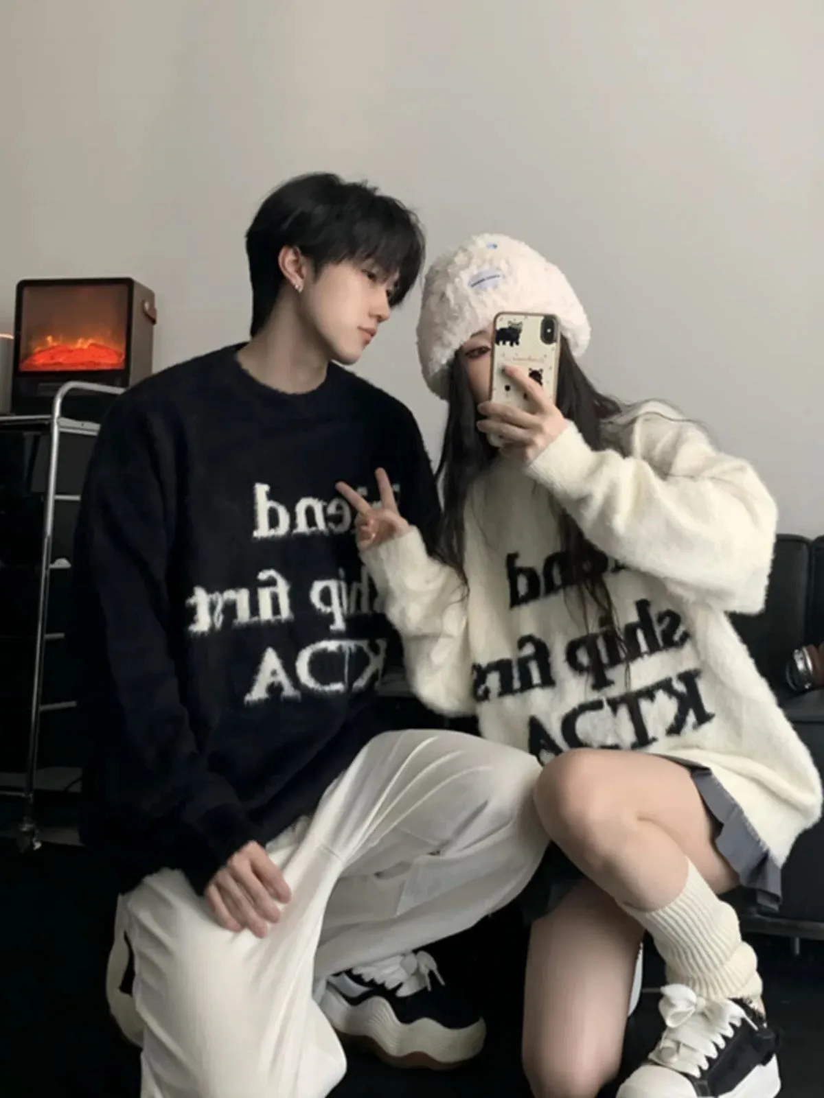 Couple wear autumn and winter 2024 new ins super hot sweater for men and women Korean version loose French sweater jacket trendy