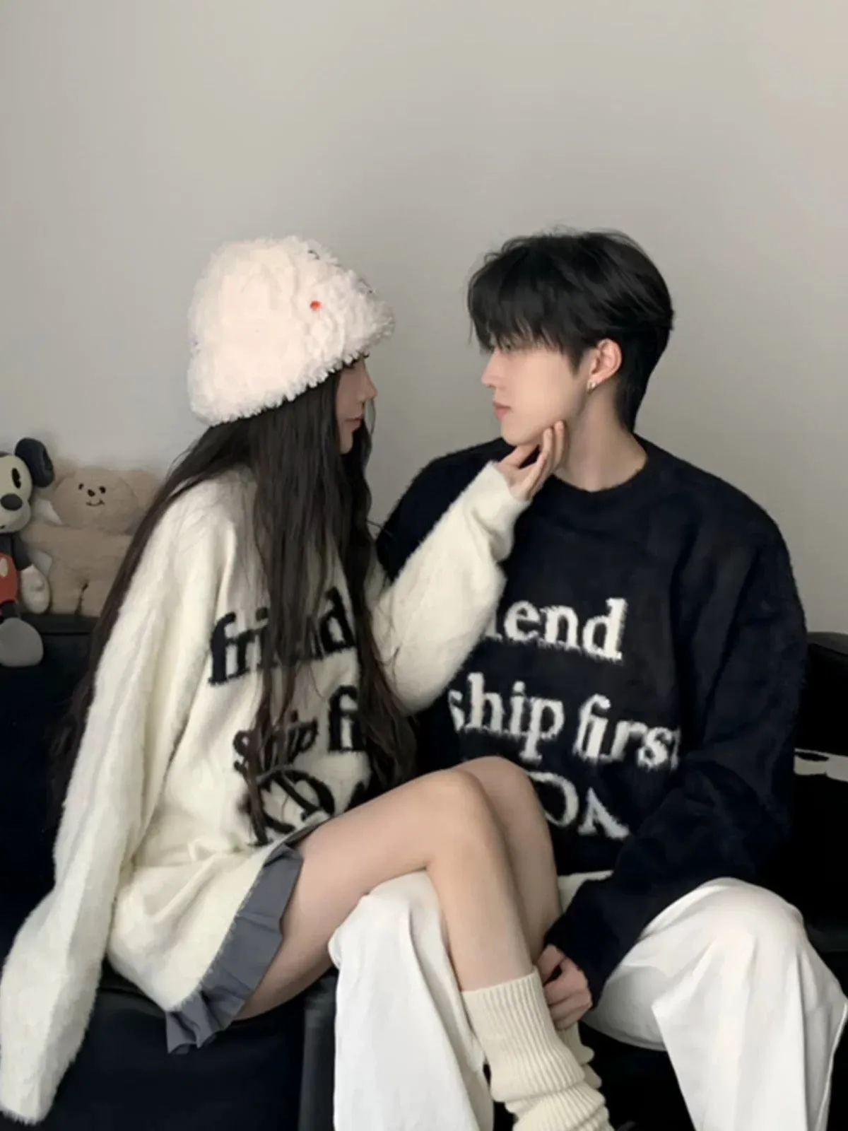 Couple wear autumn and winter 2024 new ins super hot sweater for men and women Korean version loose French sweater jacket trendy