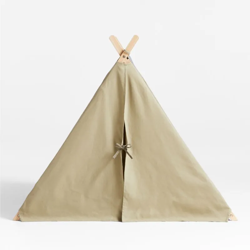 Crate&Barrel Khaki Green Collapsible Kids Canvas Play Tent