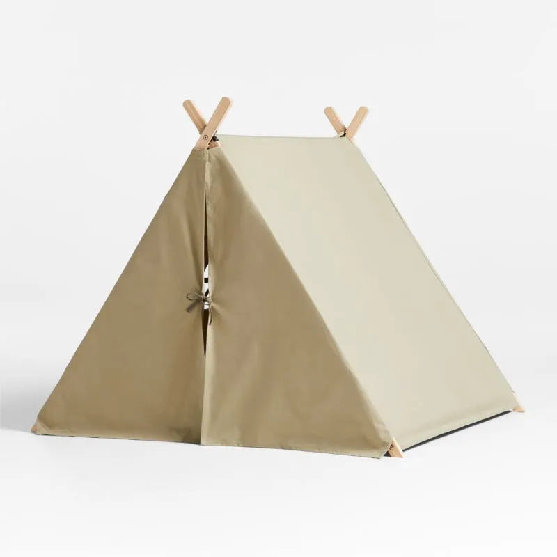 Crate&Barrel Khaki Green Collapsible Kids Canvas Play Tent