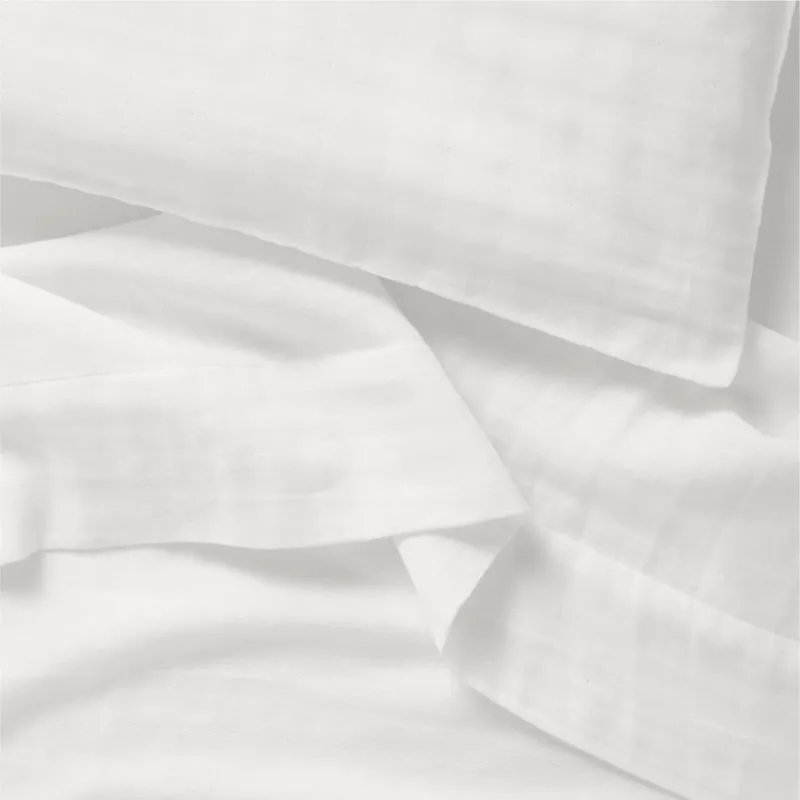 Crate&Barrel Supersoft Pampas Ivory Organic Cotton Gauze Toddler Sheet Set