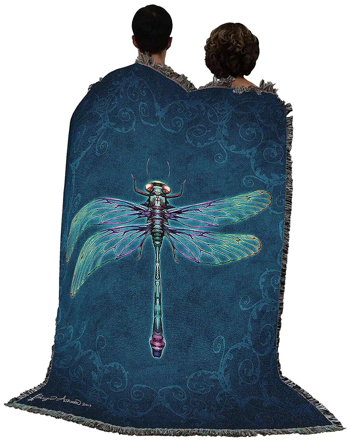 Damask Dragonfly Tapestry Blanket