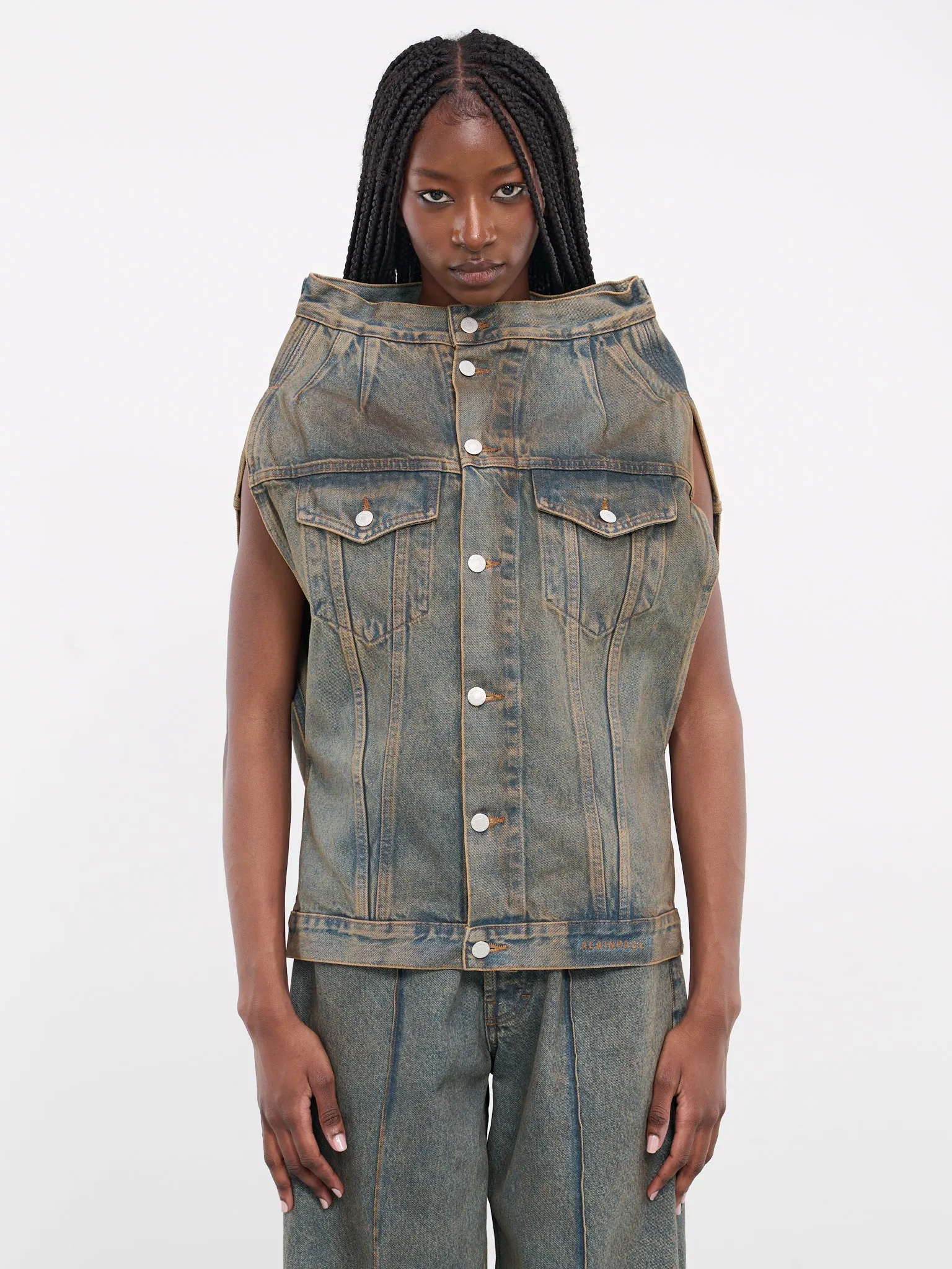 Denim Wide Neck Vest (S1UDEJA03-BLUE)