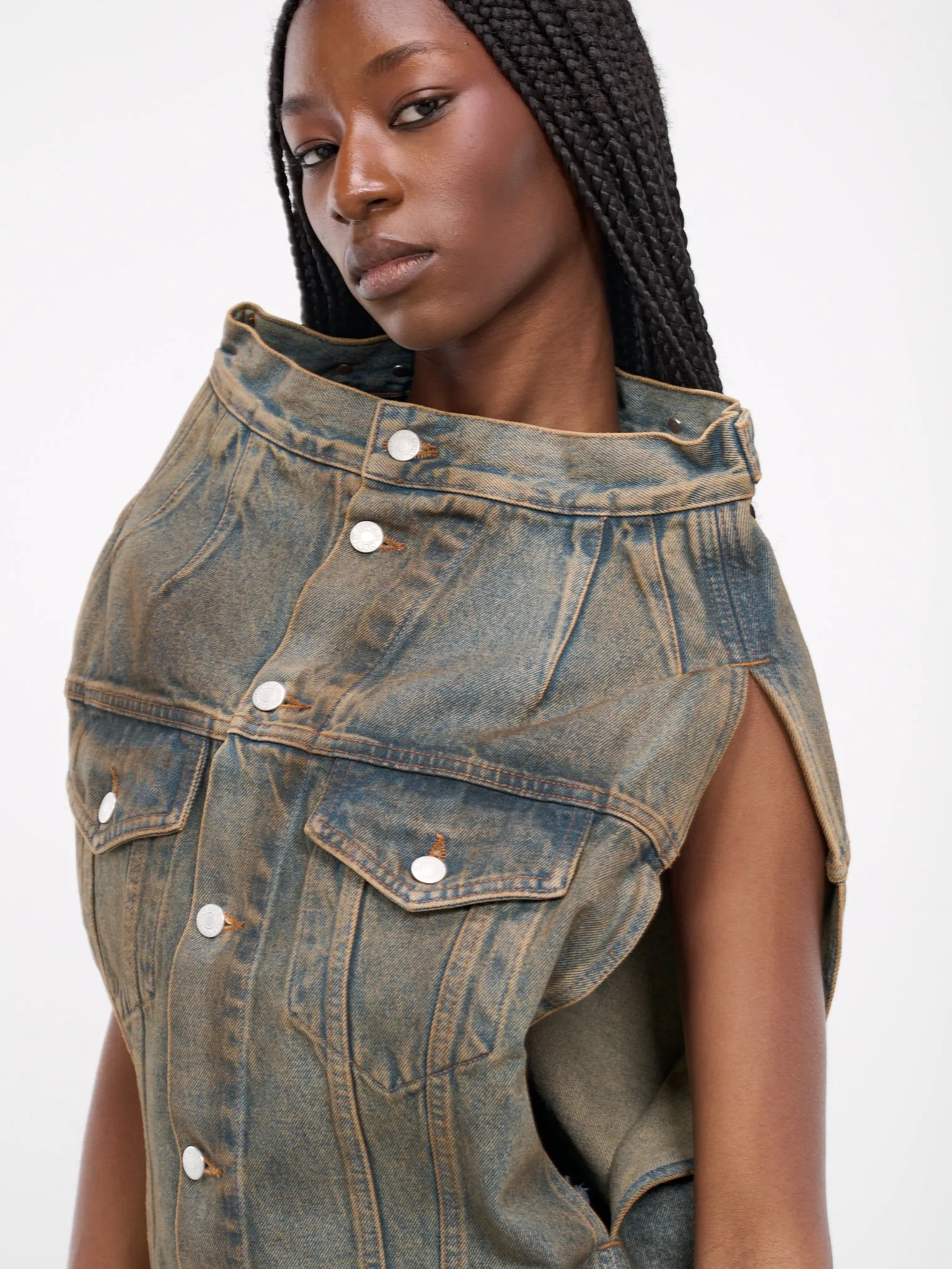 Denim Wide Neck Vest (S1UDEJA03-BLUE)