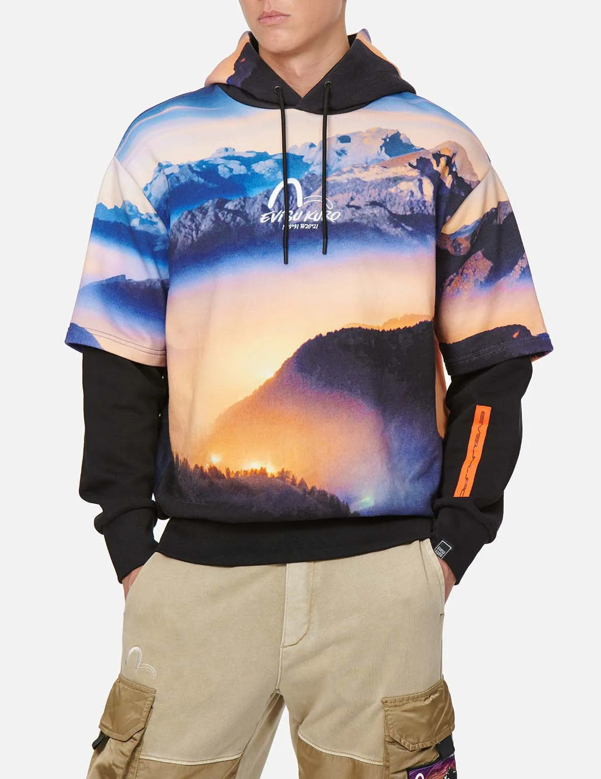 Digital Print Mock 2-in-1 Hoodie