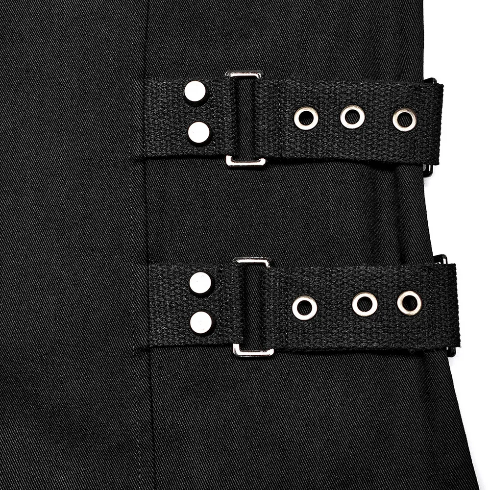 Edgy Black Buckle-Up Gothic Vest for Punk Style