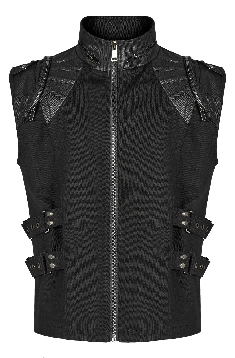 Edgy Black Buckle-Up Gothic Vest for Punk Style