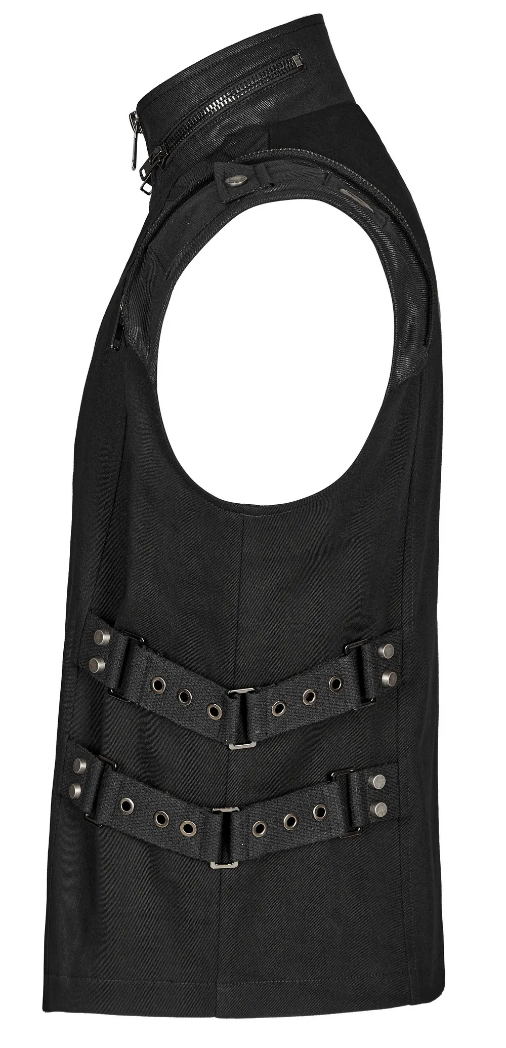 Edgy Black Buckle-Up Gothic Vest for Punk Style