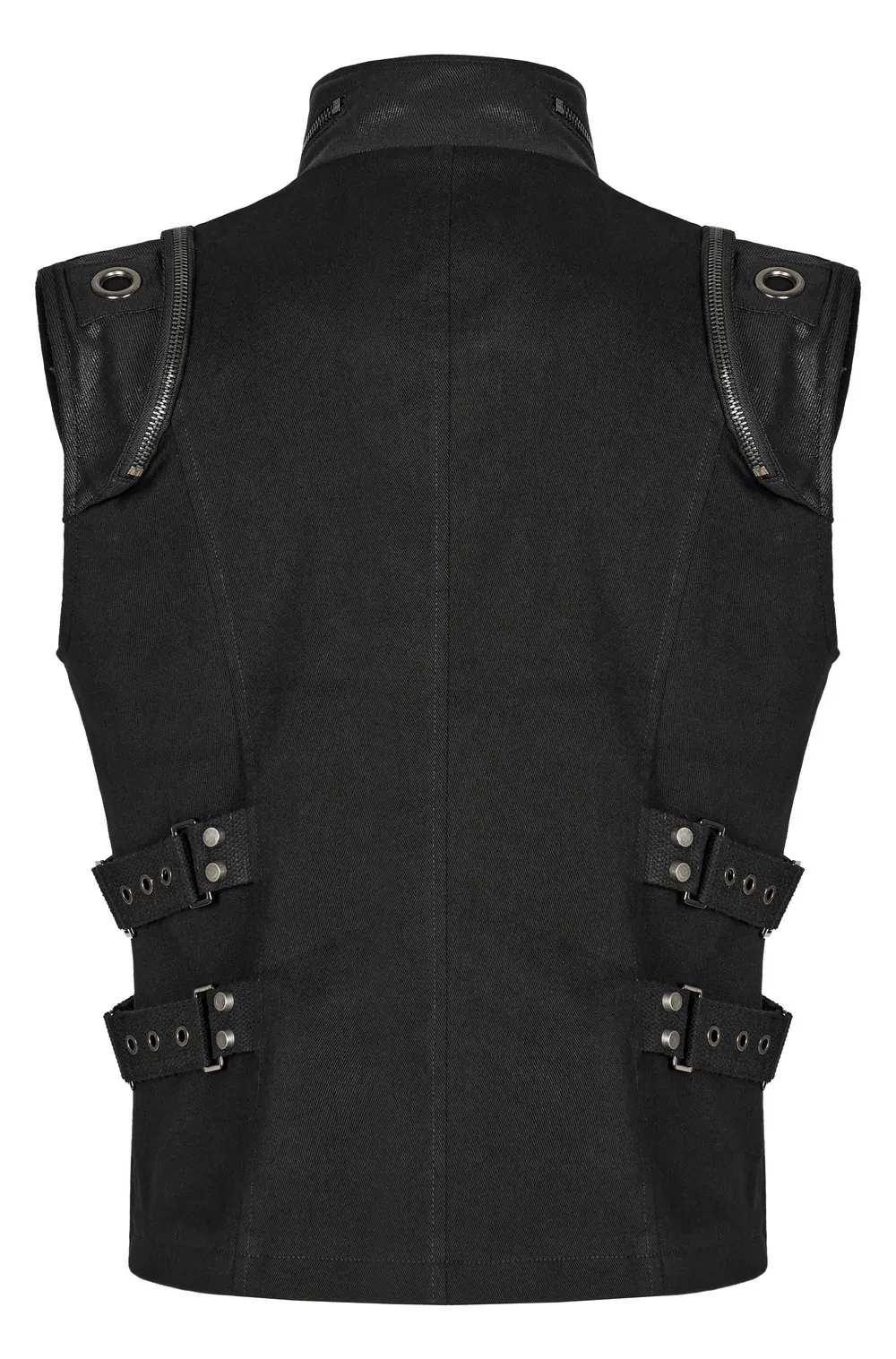 Edgy Black Buckle-Up Gothic Vest for Punk Style