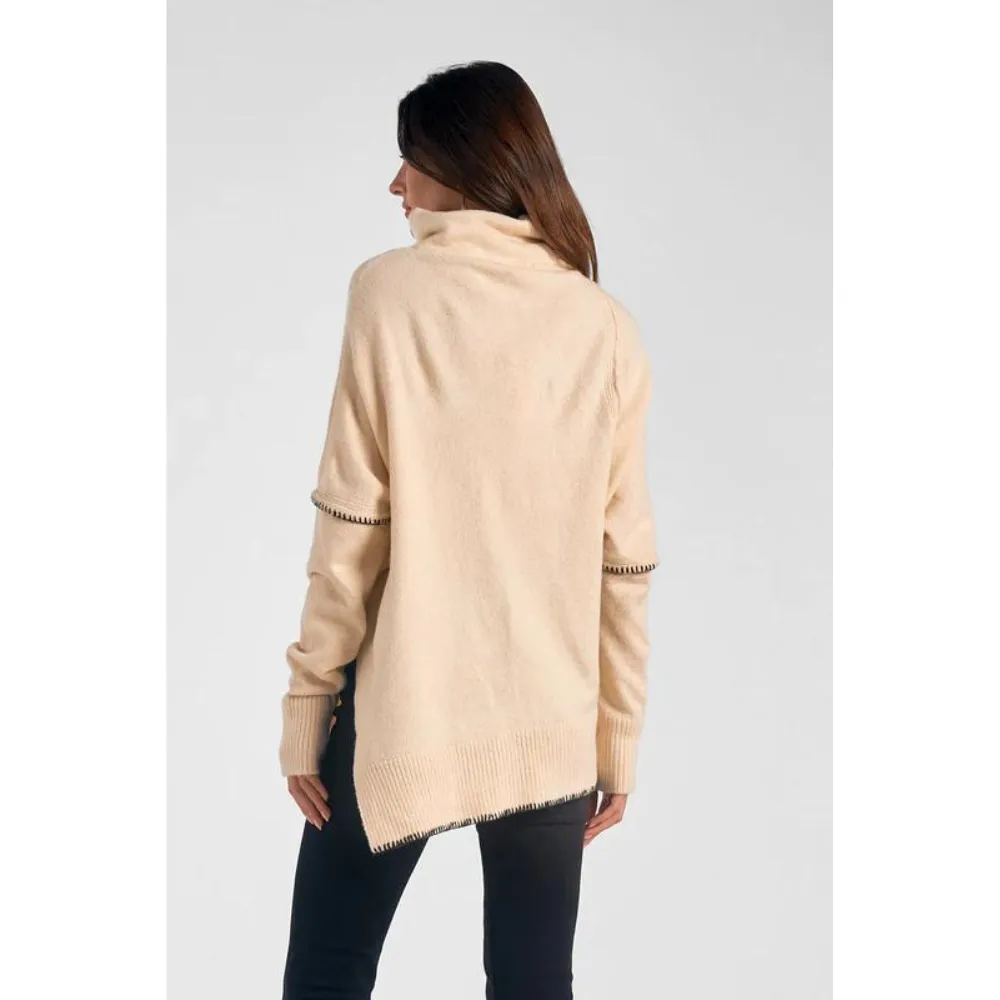 Elan Asymmetric Beige Sweater (Women's)