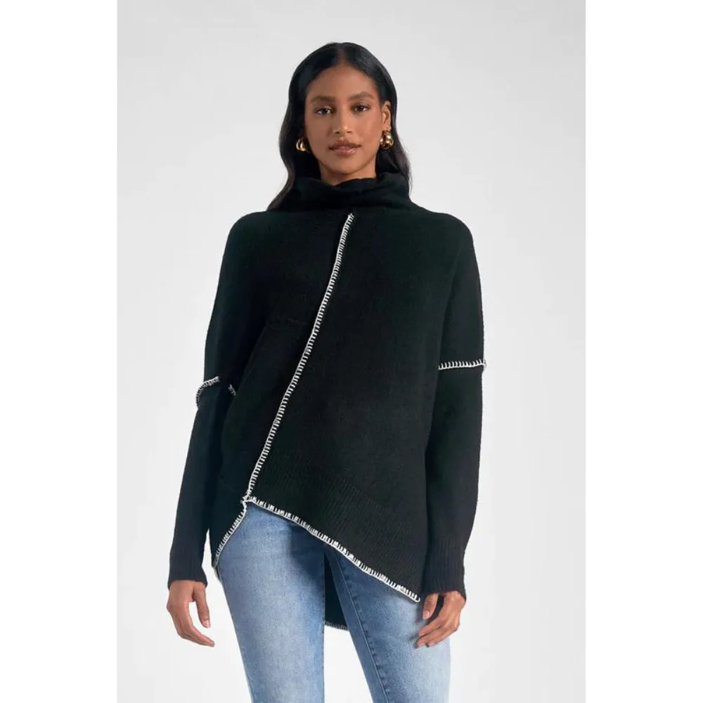 Elan Asymmetric Black Sweater (Women's)