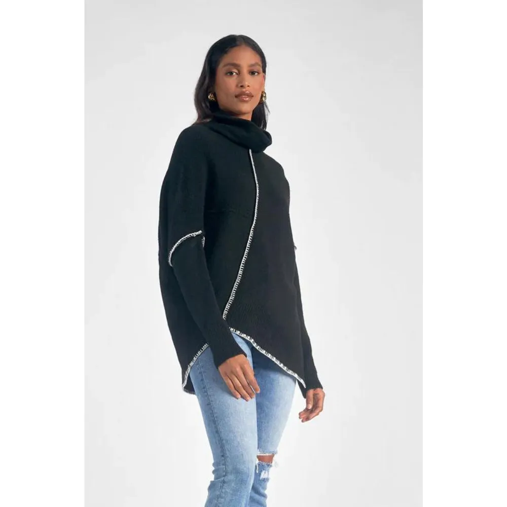 Elan Asymmetric Black Sweater (Women's)