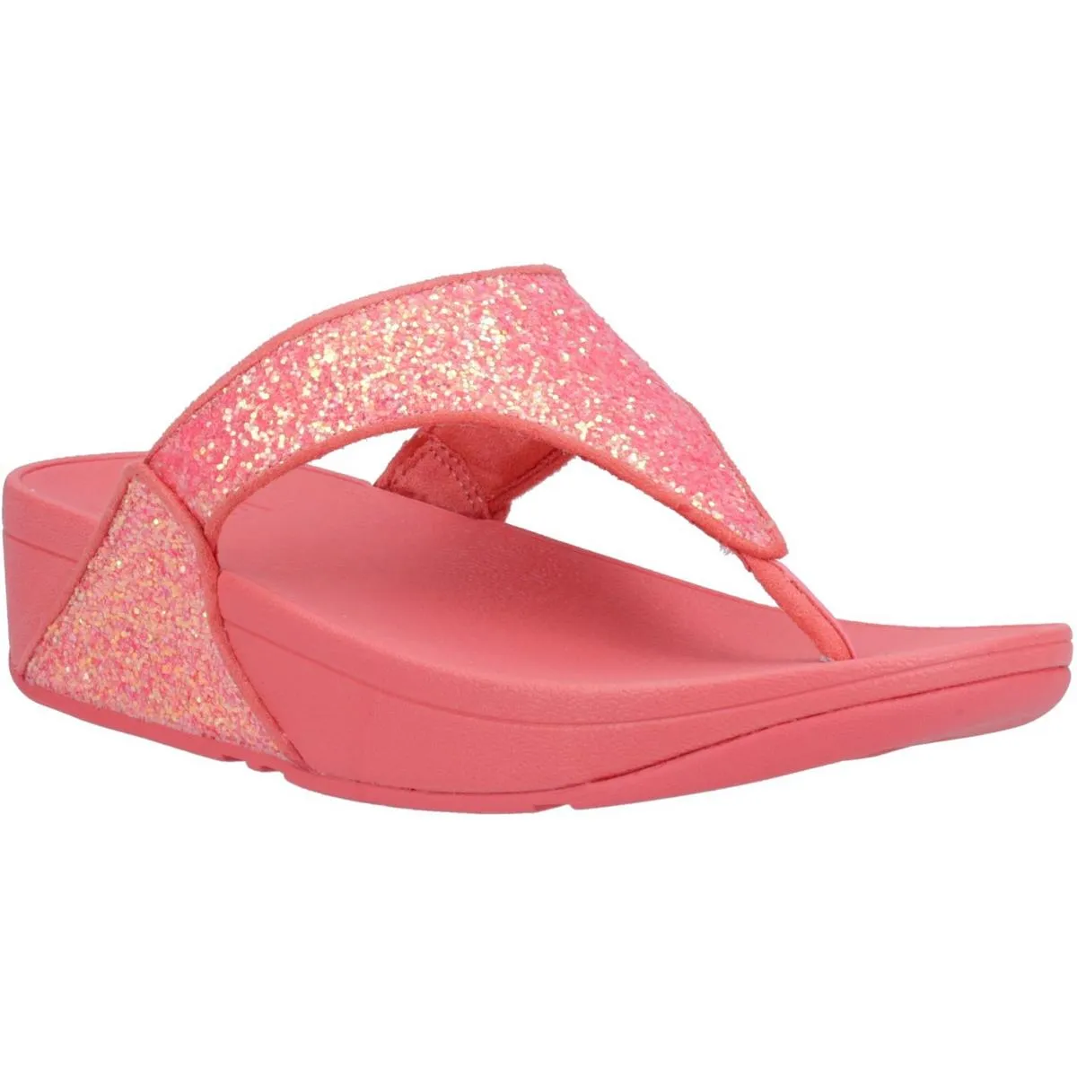 Fitflop Lulu Glitter Toe-Post Sandals Rosy Coral