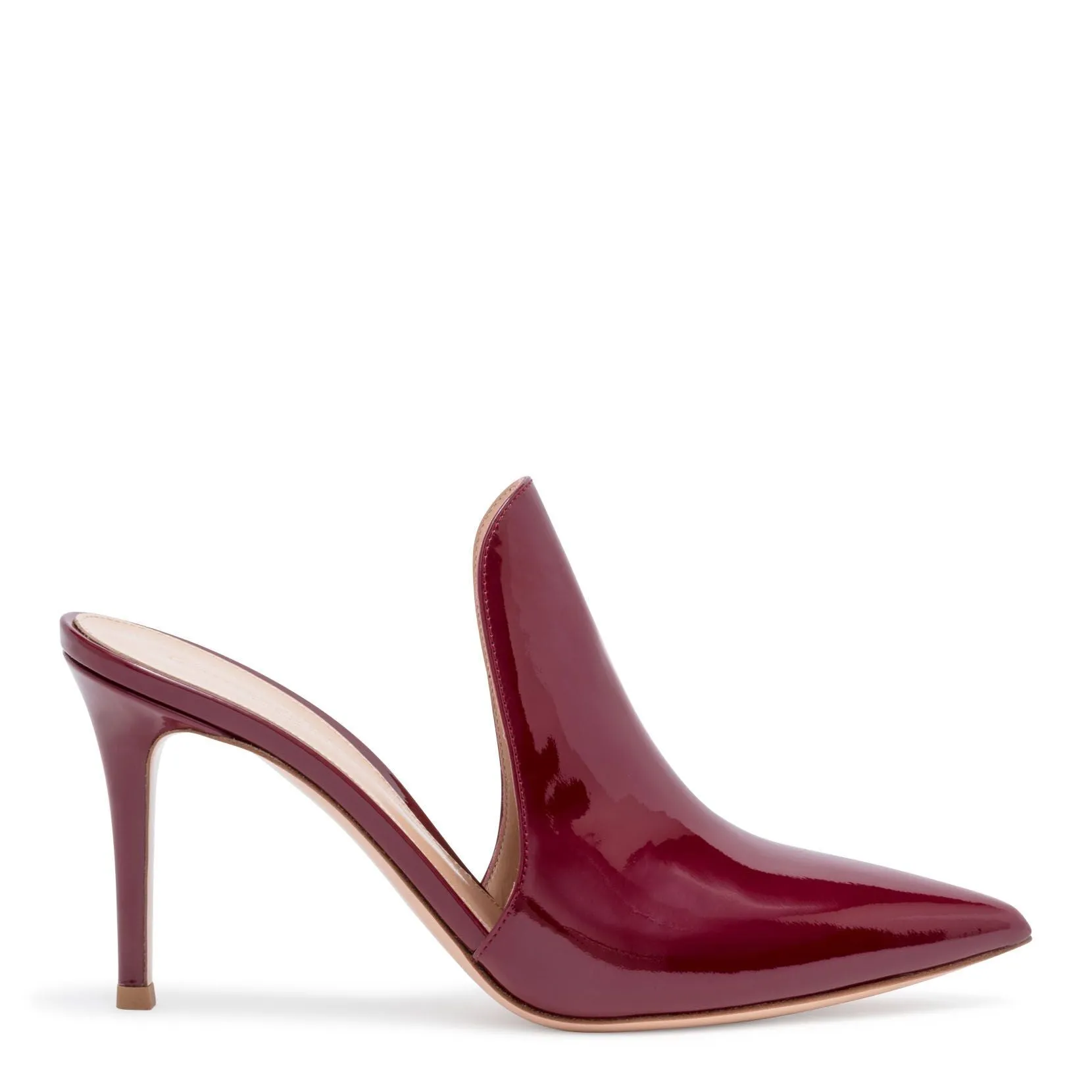 Gianvito Rossi Aramis 85 Burgundy Patent Leather Mules