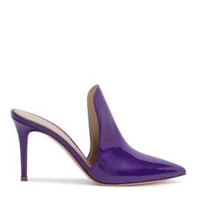 Gianvito Rossi Aramis 85 Violet Patent Leather Mules