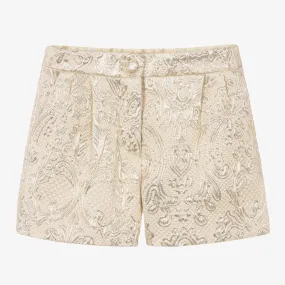 Girls Gold Brocade Shorts 